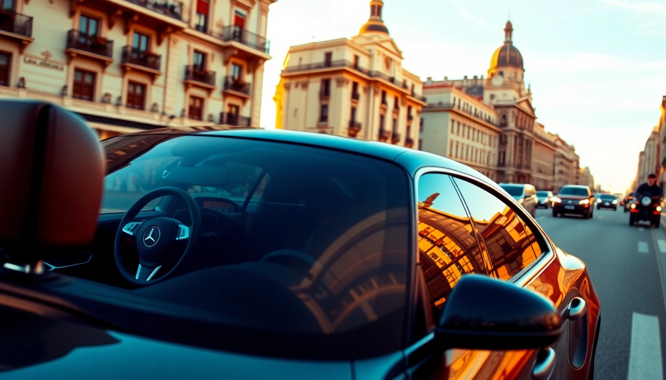 Experience affordable transport with our cheap car rental with driver Madrid, showcasing comfortable luxury vehicles.