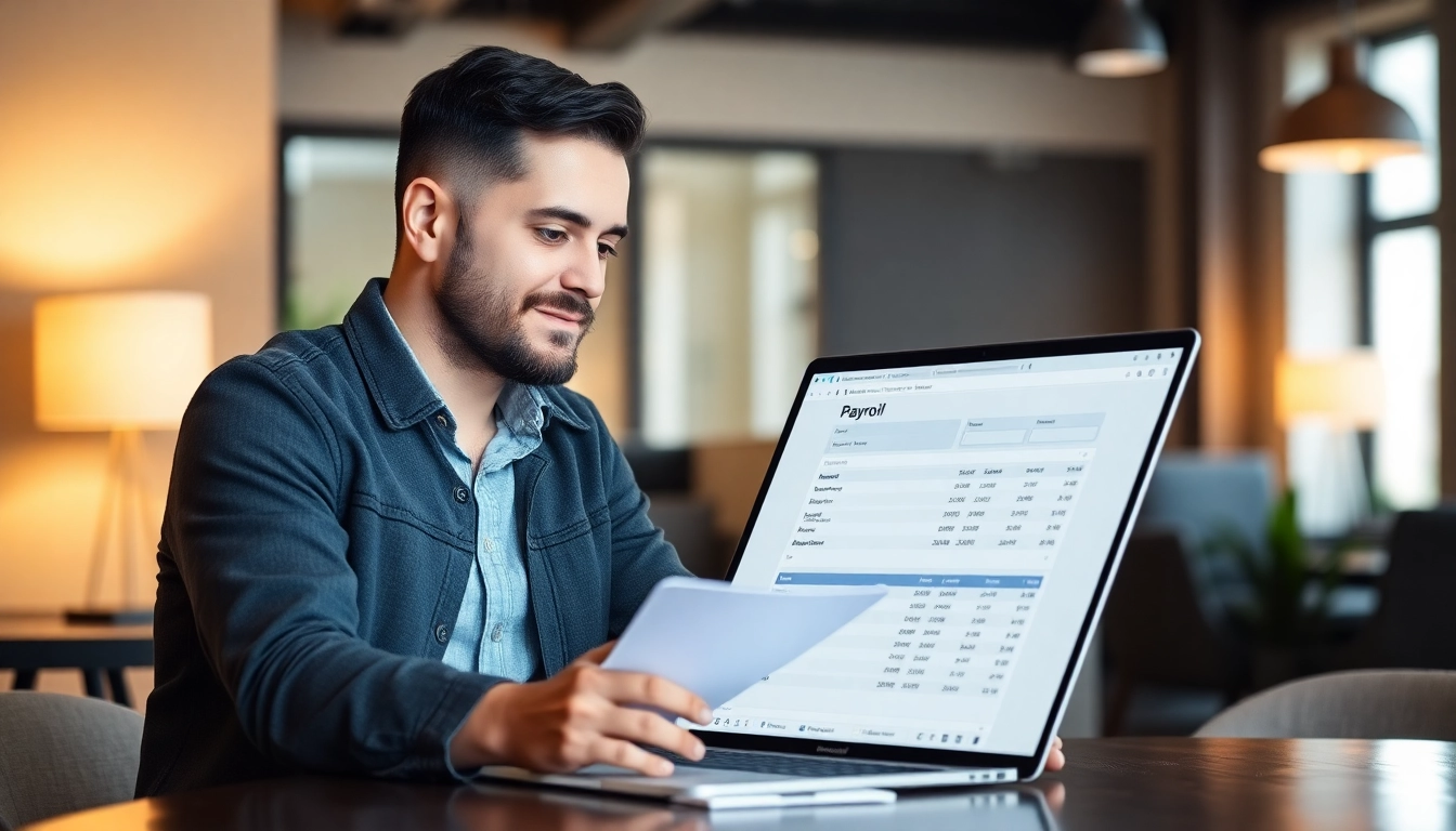 Evaluate the best payroll for small businesses with user-friendly software on a laptop.