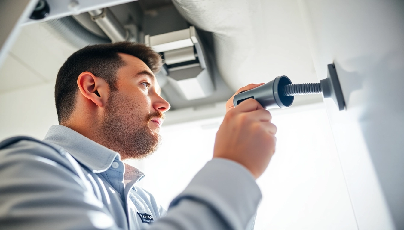 Technician performing dryer vent cleaning salt lake city utah with professional tools and careful attention.