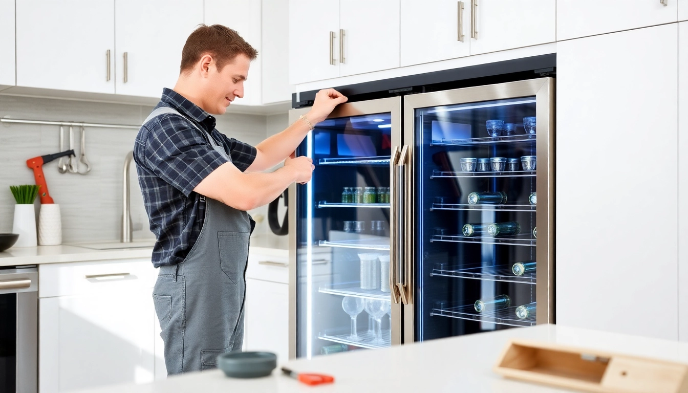 Expert repairing a beverage cooler to restore optimal cooling functionality.