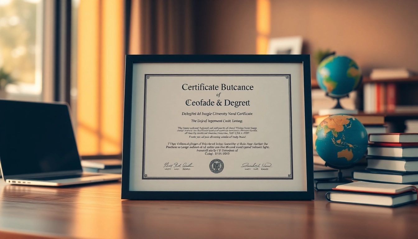 Display of an original university degree UK framed elegantly in an office environment.