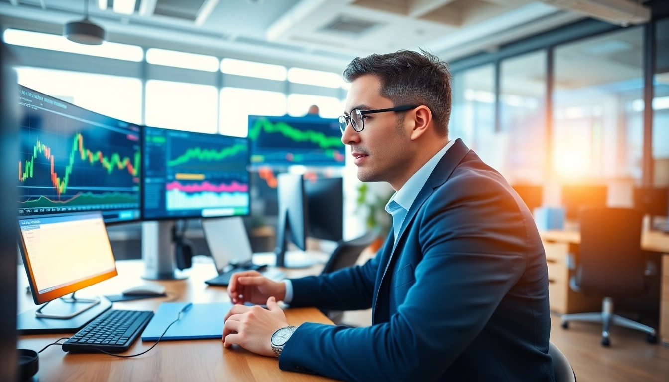 Analyze trade futures data in a modern office setting to demonstrate financial expertise.