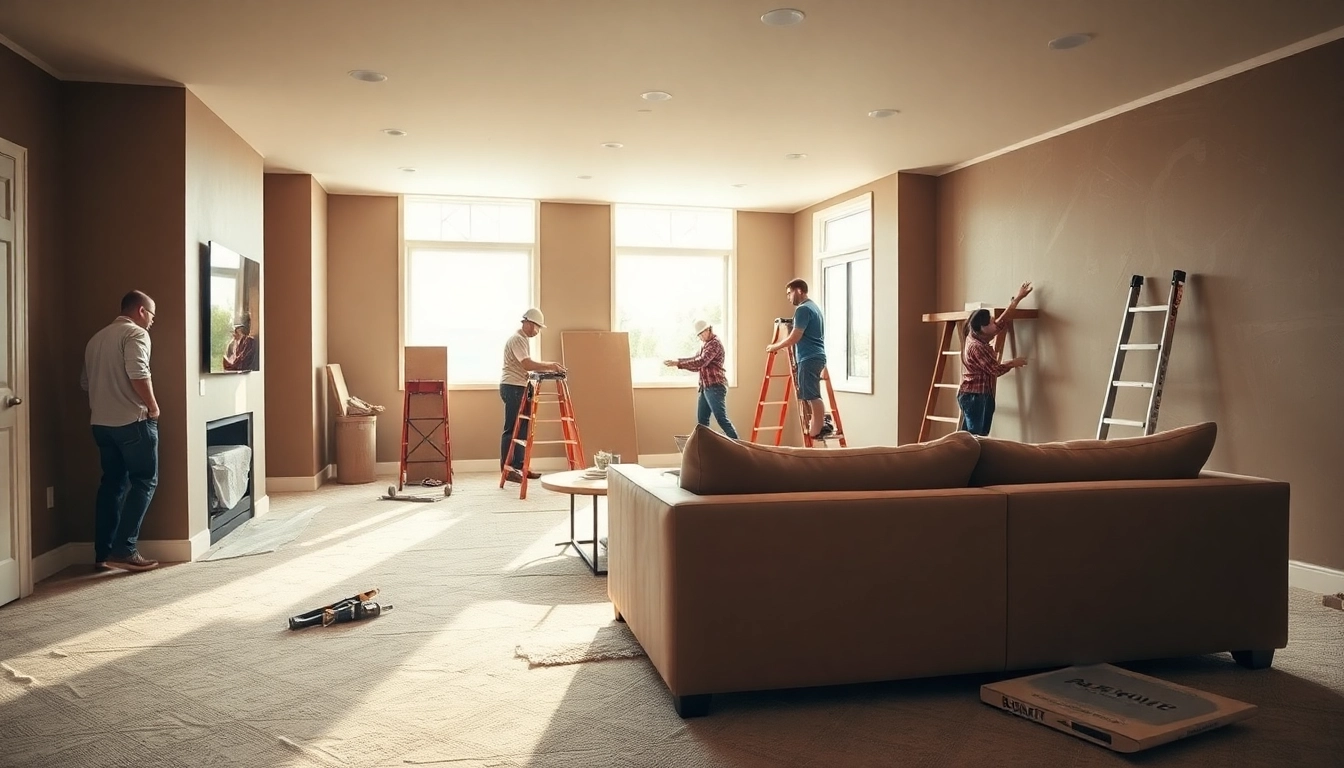 Skilled Utah basement builders improving a luxurious basement space with professional finishes.