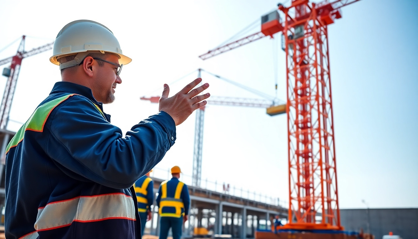View of a construction engineer supervising the level 5 nvq diploma in controlling lifting operations answers process, emphasizing safety.