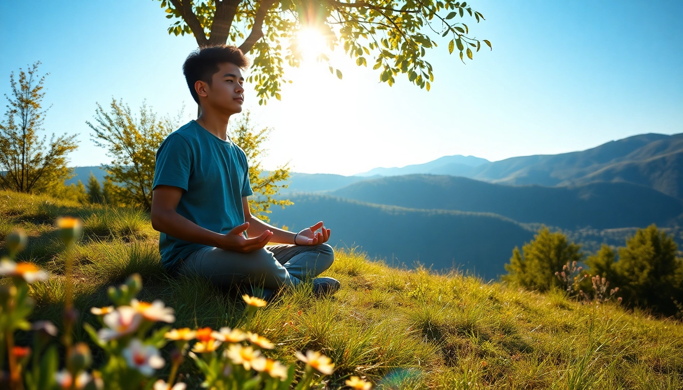 A person practicing mindfulness in nature, showcasing techniques for dealing with anxiety.