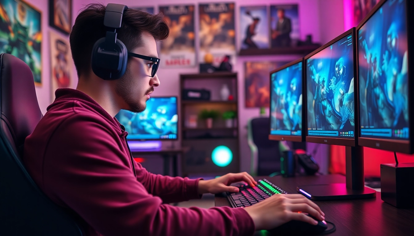 Menjalankan game online dengan semangat di lingkungan bermain yang modern.