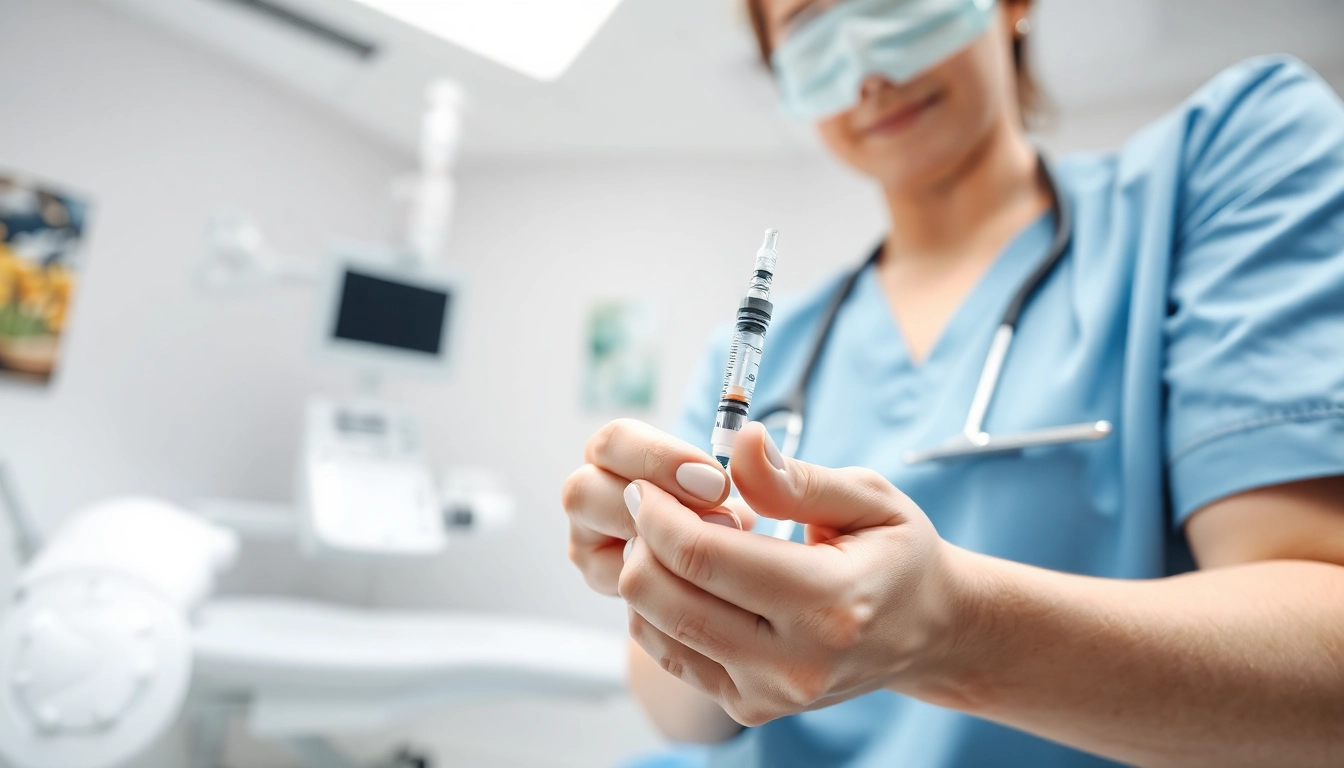 Administering Injectable Weight Loss treatment, showcasing a healthcare professional in action.
