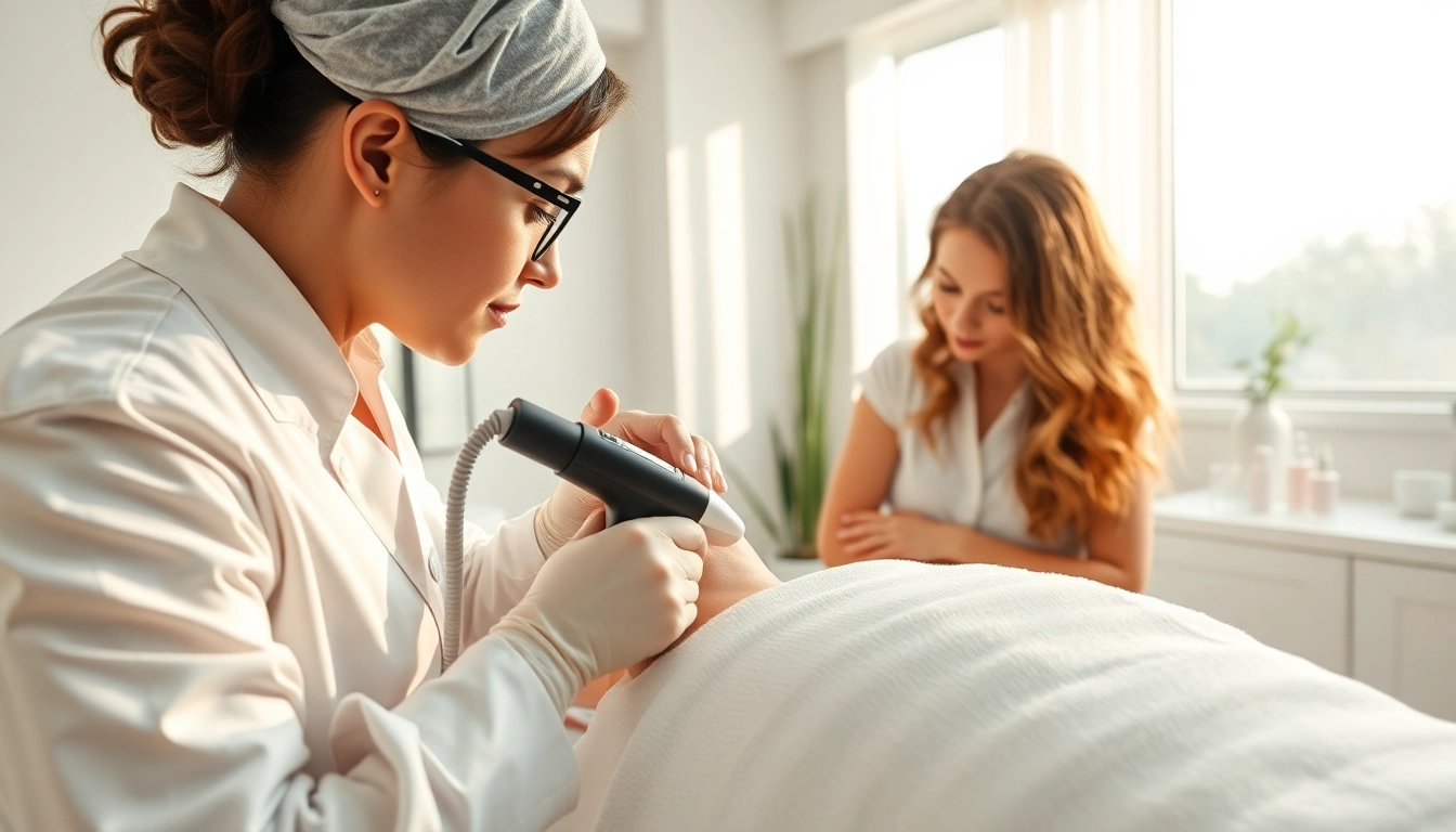 Experience medical spa hair removal services with a professional practitioner in a serene treatment room.