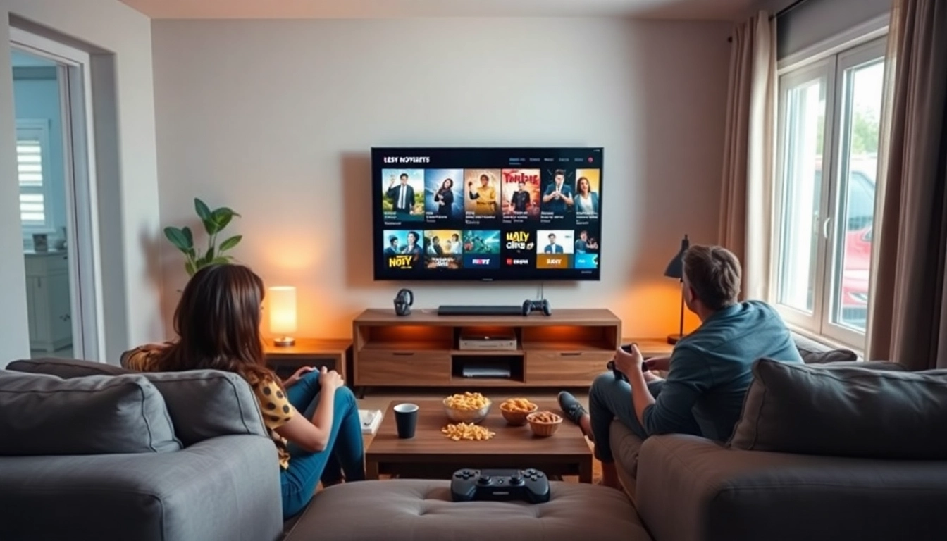 Compra IPTV fácil con una familia disfrutando del entretenimiento en su sala de estar