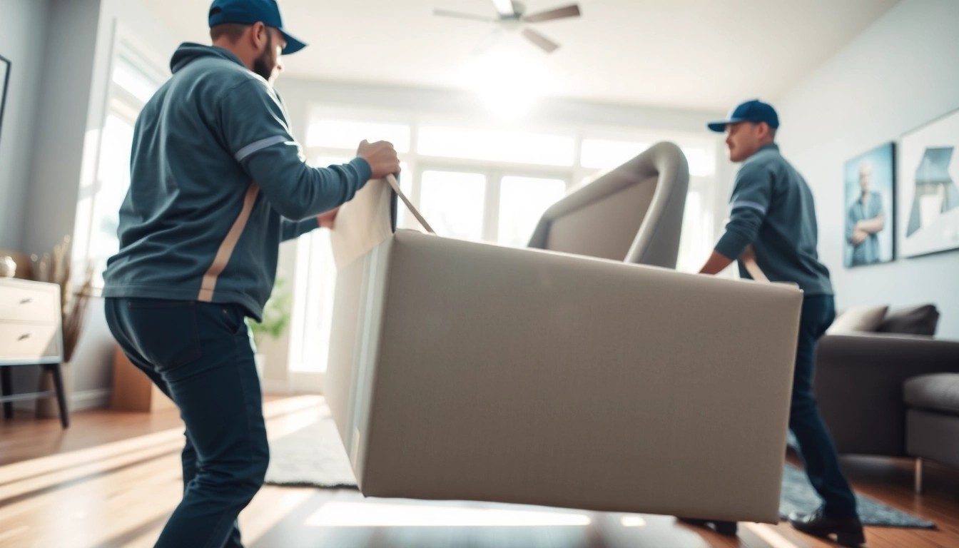 Movers Calgary professionals skillfully handling furniture during a residential move.