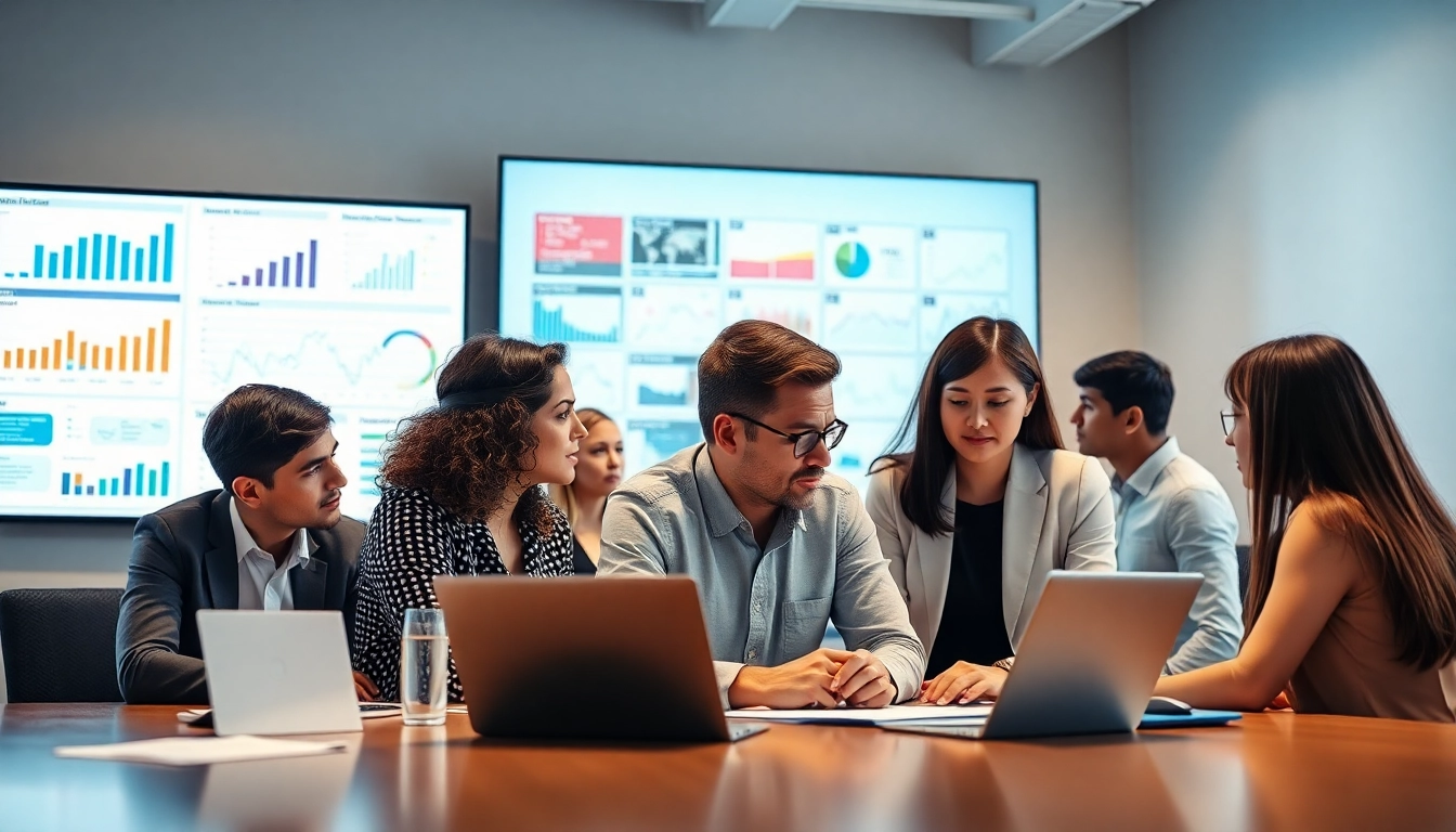 Analyze competitive intelligence data collaboratively in a modern office setting.