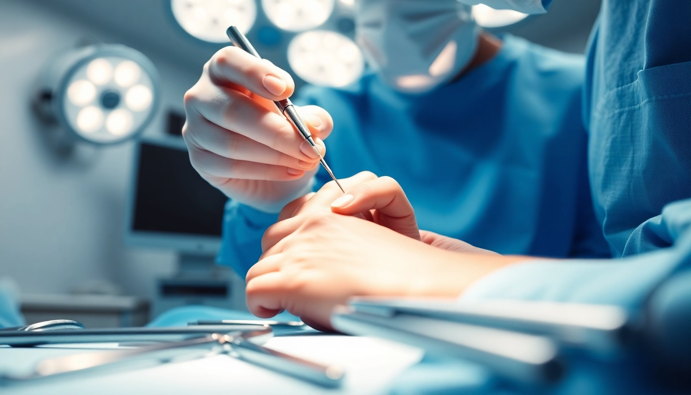 Behandlung in der Handchirurgie Braunschweig durch Fachpersonal in einem modernen OP-Saal.
