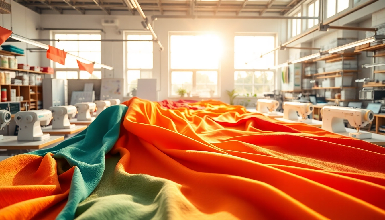 Wafeldoek in diverse kleuren prachtig gedrapeerd in een naaiatelier.