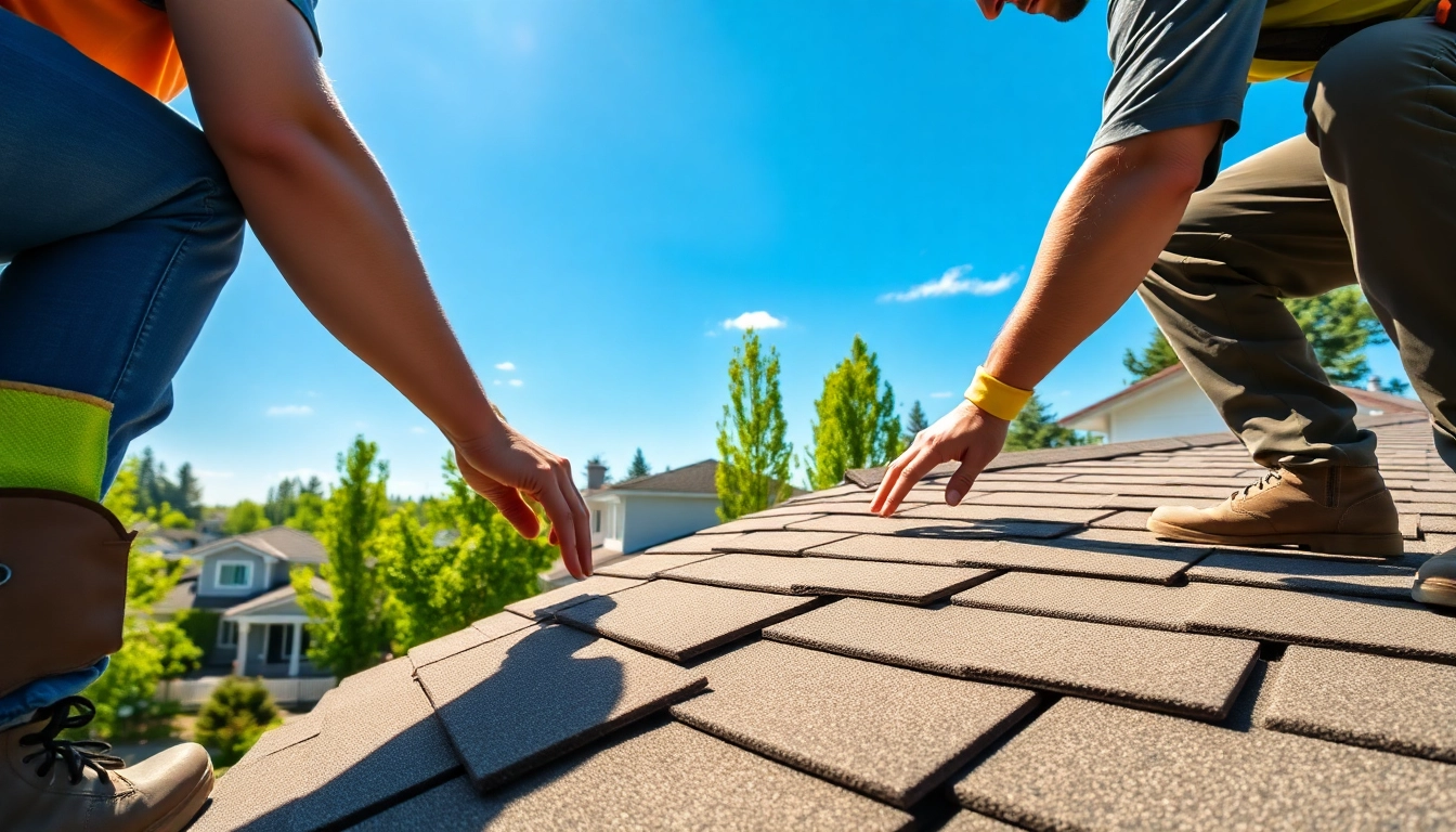 Install new Roofing Vancouver Wa with skilled professionals working on a residential roof.