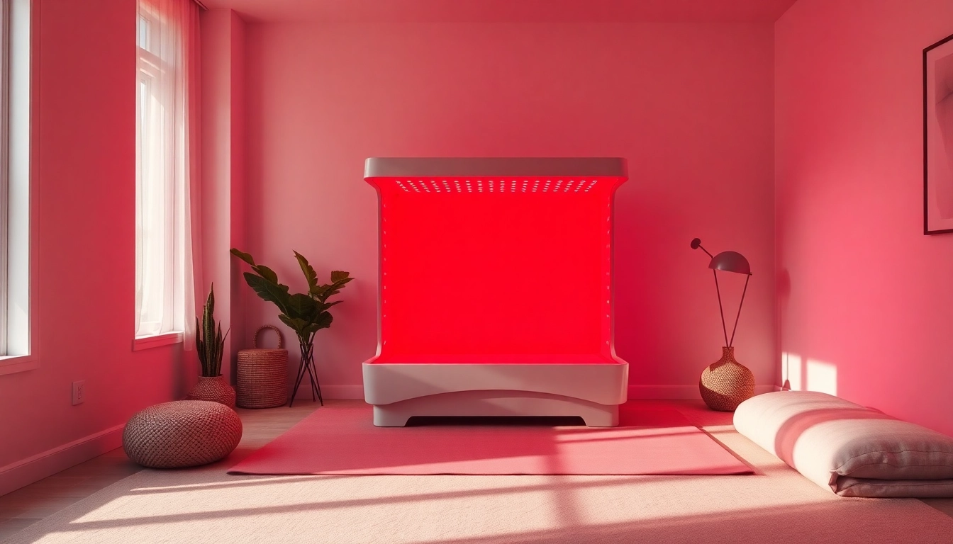 Experience red light therapy at homeull body with a stylish full-body treatment panel in a modern living room.